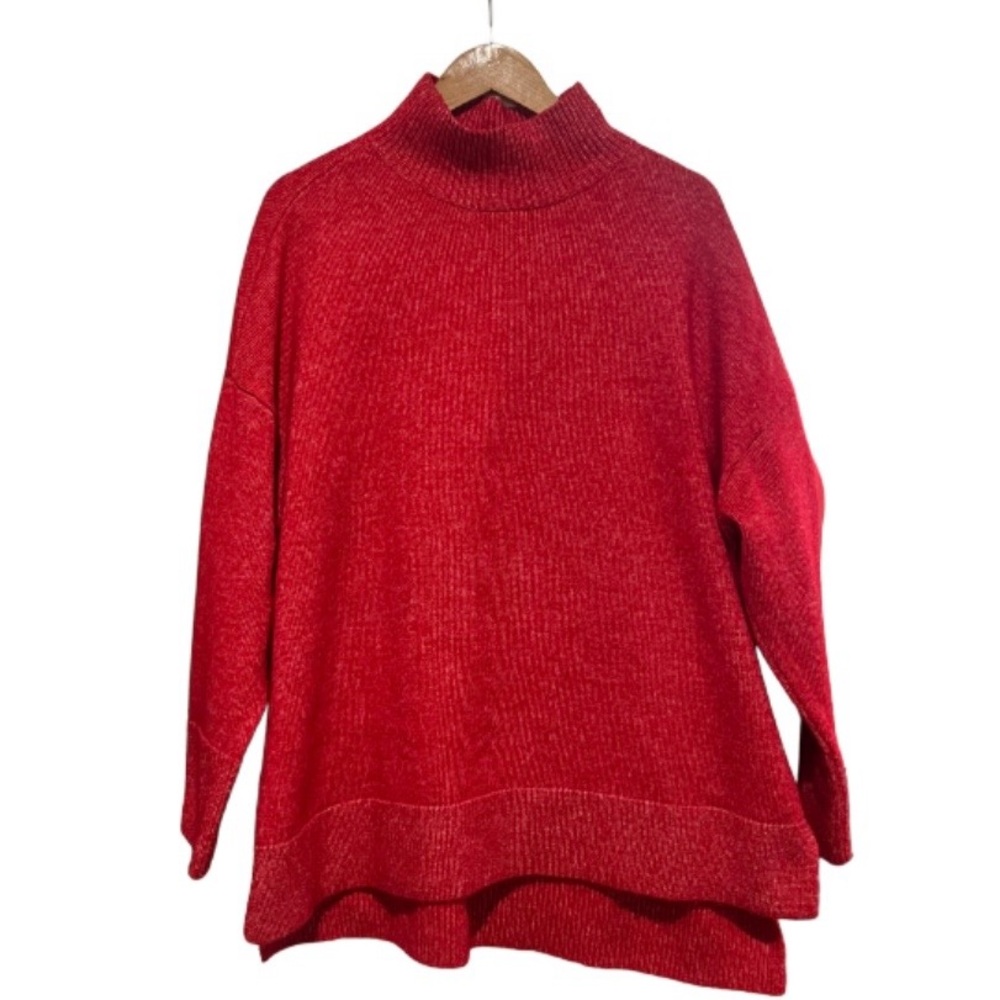 Red Turtleneck Tunic Sweater